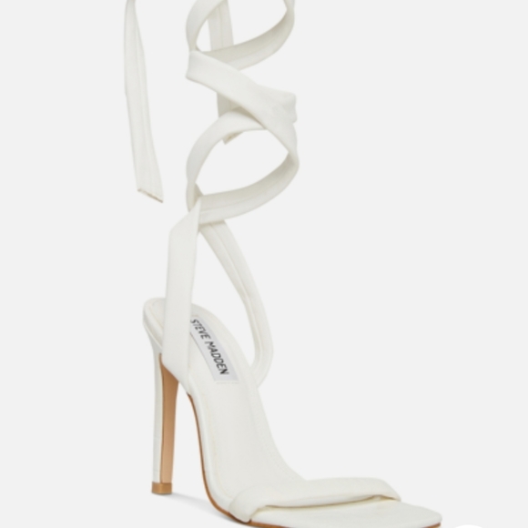 Steve Madden Utilize Tie-up Dress Sandals White -11 - Picture 2 of 8
